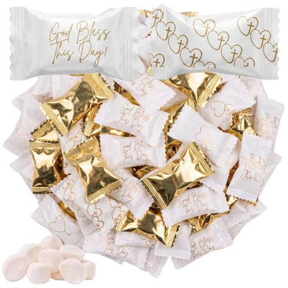110 Count Bless This Day Faith Mints - Individually Wrapped Butter Mints for Baptism & Religious Celebrations