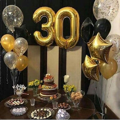 Gold Number 0 Balloon - 40 Inch Birthday Decoration for Milestone Celebrations