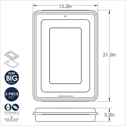 Nordic Ware Extra Large Baking Pan - High-Sided Natural Aluminum with Reinforced Steel Rim | 21.1 x 15 x 2 Inches