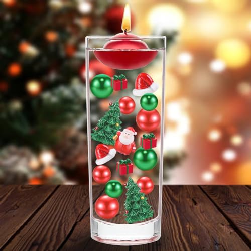 Christmas Vase Filler Decor Set - Red Green Beads & Holiday Figures, 10066pcs - Xmas Party Home Decor