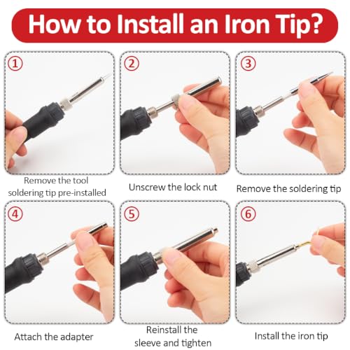 Red Mini Iron for Crafts & Sewing - 80W Heat Press with Digital Display & Replaceable Tips