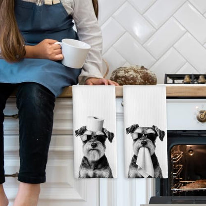 Funny Schnauzer Bathroom Towels Set of 2 - Unique Pet Gift for Home