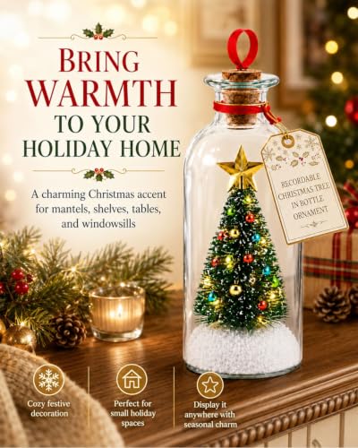Recordable Christmas Tree Message in a Bottle Ornament 2pcs - Voice Greeting