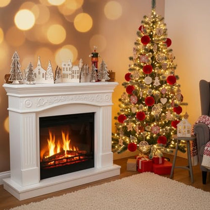 Retro Christmas Wooden Decor Set - 32 Inch Church Tree and House Signs