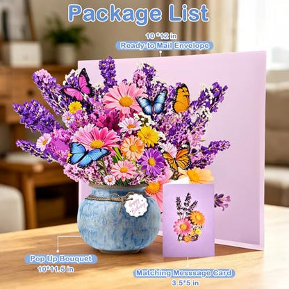 Lavender Birthday 3D Pop Up Card with Music & LED Lights – XUNXMAS