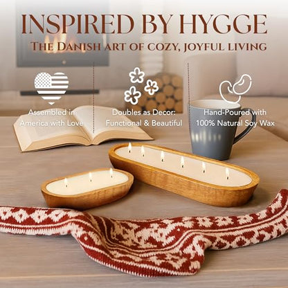 Christmas Tree Soy Candle in Rustic Wooden Dough Bowl - 6 Wick, 32oz