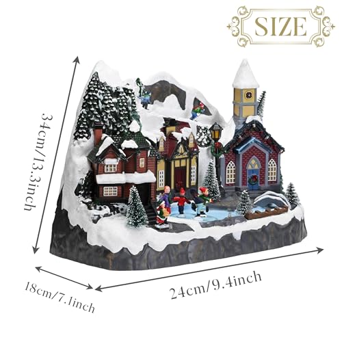 Valery Madelyn Christmas Village Sledding Scene - Ski Resort Variation, Lighted Tabletop Decor, 13.3 Inch