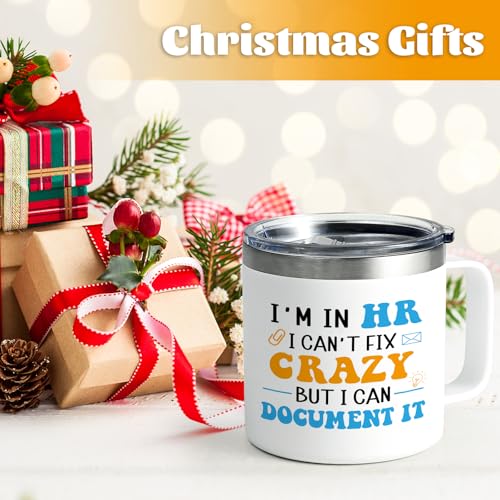 HR Gifts Insulated Mug - Human Resources Appreciation Gift, 14oz White HR Mug - Variation of HR