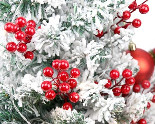 Artificial Red Berry Stems - 30 Pack, 8.2 Inch Christmas Decor