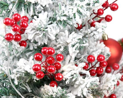 Artificial Red Berry Stems - 30 Pack, 8.2 Inch Christmas Decor
