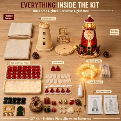 DIY Christmas Lighthouse Kit - 3D Lighted Sea Glass Holiday Craft B