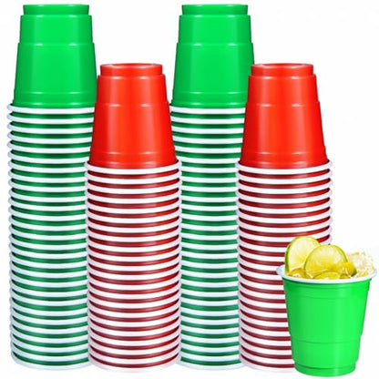 Disposable Christmas Shot Glasses 2oz Pack of 100 - Red & Green