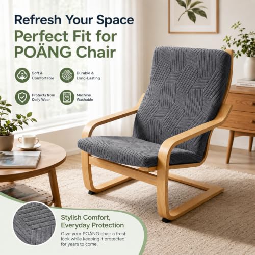 Light Gray Cover Replacement for Poang Chair - Fits Armchair & Rocking Chair