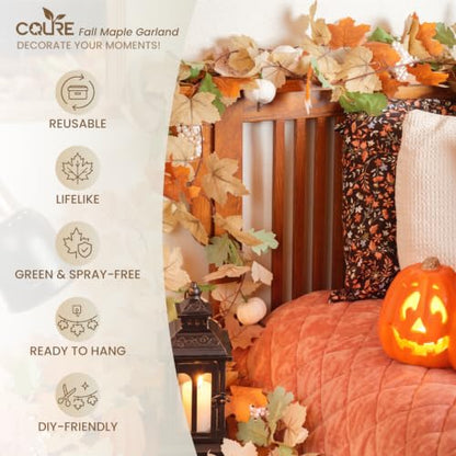 3 Pack Fall Leaf Garland with Lights - 17.7Ft Battery Operated Maple Leaves Autumn Decorations