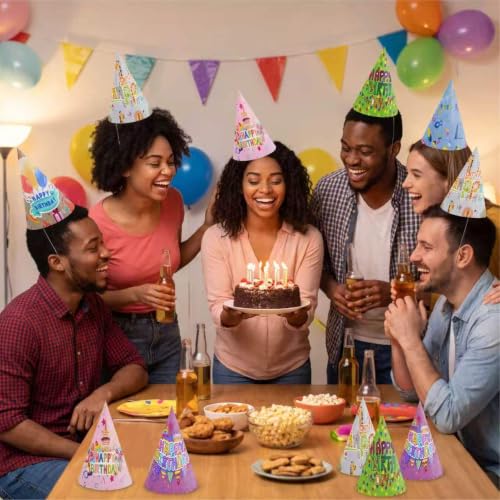 12PCS Party Hats for Adults Kids Birthday Party Headwear - Cone Caps for Pets & Stuffed Animals