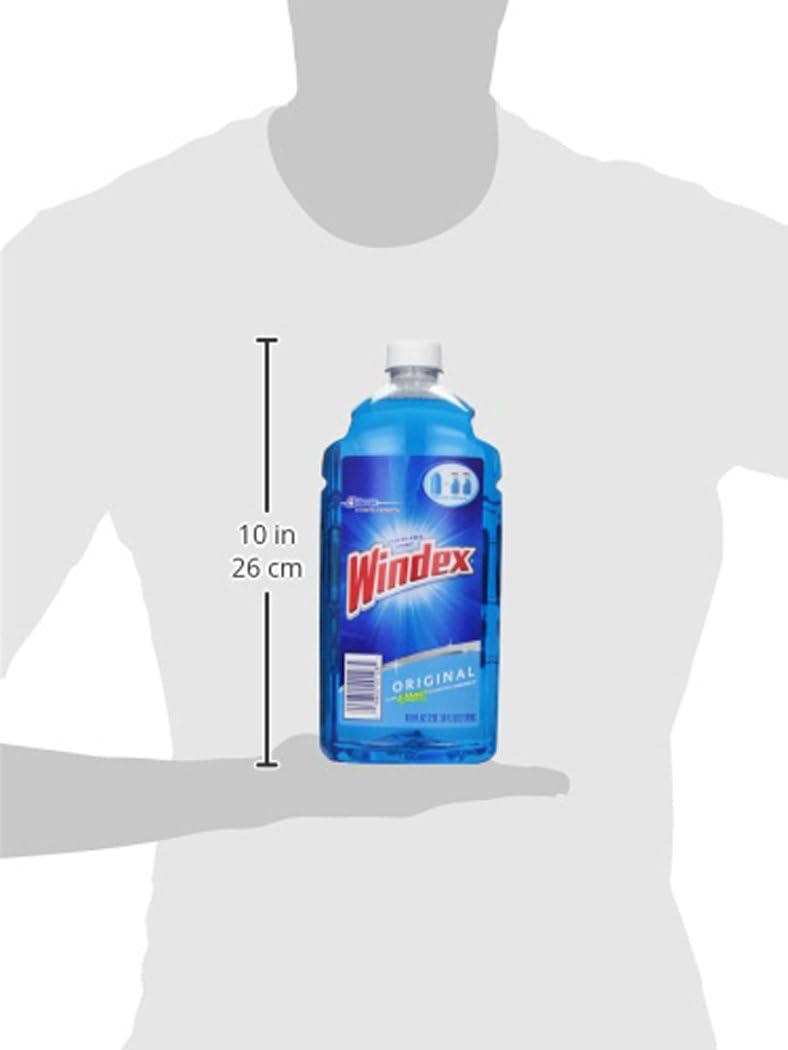 Windex Glass & Window Cleaner Refill - Eco-Friendly 100% Recycled Plastic, Original Blue Scent, 2L (Pack of 2)