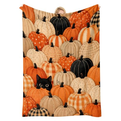 Fall / 40x60 Cozy Pumpkin Throw Blanket for Couch - Autumn Fleece