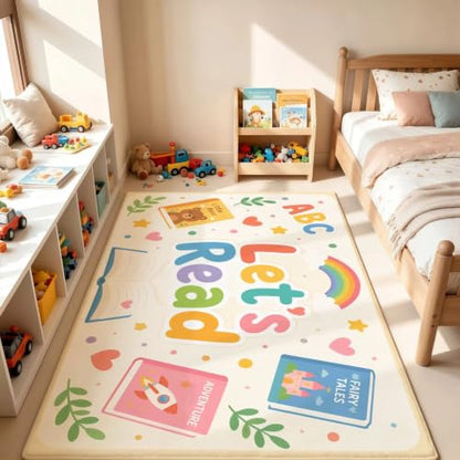 Kids Reading Rug 5x7 Learning Floor Mat Classroom Playroom Non-Slip Carpet