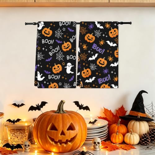 Halloween Kitchen Towels Set of 2 Ghost Pumpkin Hand Towels - Black Halloween