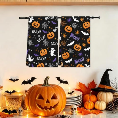 Halloween Kitchen Towels Set of 2 Ghost Pumpkin Hand Towels - Black Halloween