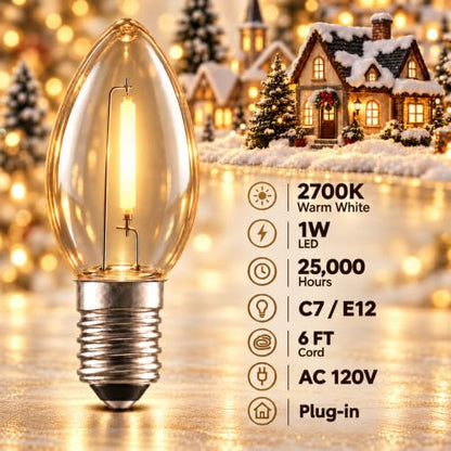 Minetom 6 FT LED Accessory Cord for Christmas Village Lights - Warm White, 4 Pack