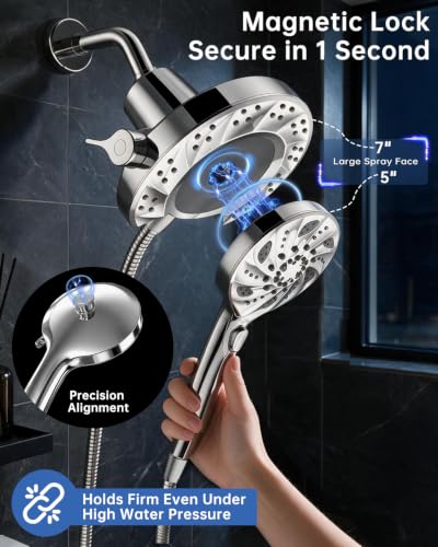 Filtered Shower Head with Handheld Combo, High Pressure & Magnetic Docking