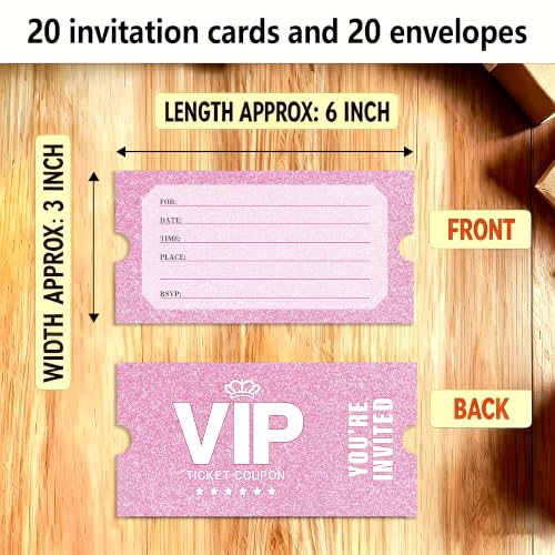 Pink Glitter Birthday Party Invitations, 20 Pack with Envelopes - Variation of THIS listing