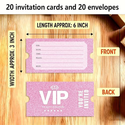 Pink Glitter Birthday Party Invitations, 20 Pack with Envelopes - Variation of THIS listing
