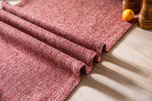 Farmhouse Burlap Style Table Runner 14x36 Inches Red - Rustic Decor