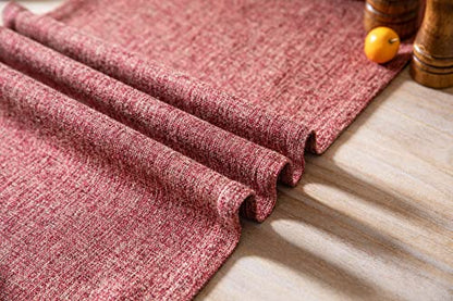 Farmhouse Burlap Style Table Runner 14x36 Inches Red - Rustic Decor