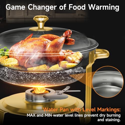 KScocina 4 Pack 5QT Gold Stainless Steel Buffet Chafing Dishes Set