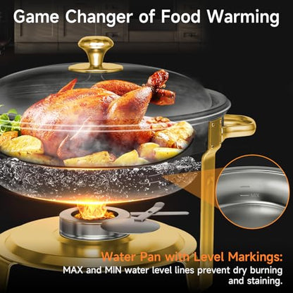 KScocina 4 Pack 5QT Gold Stainless Steel Buffet Chafing Dishes Set