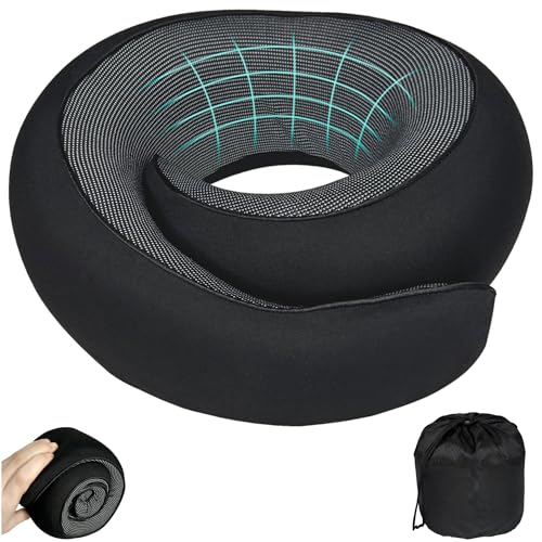 Travel Neck Pillow Memory Foam Airplane Cushion Black 1 Pack - One Size Fits Most