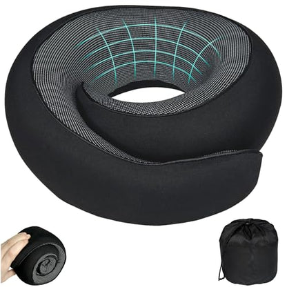 Travel Neck Pillow Memory Foam Airplane Cushion Black 1 Pack - One Size Fits Most