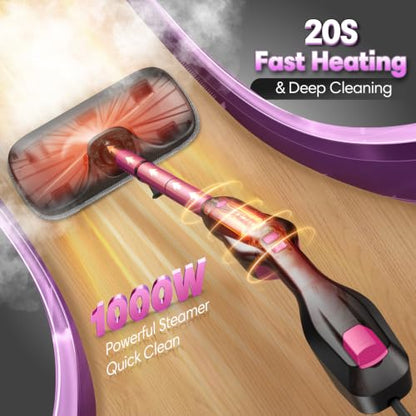 High Temp Steam Mop Cleaner with 18 Attachments for Deep Floor & Surface Cleaning