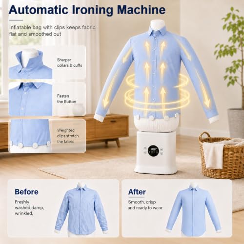 Automatic Clothes Dryer and Wrinkle Remover for Shirts & Pants - Portable Hands-Free Inflatable Garment Steamer