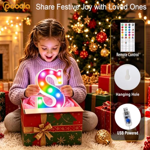 Smart Color Changing LED Letter T - RGB USB Powered Marquee Sign with App & Remote