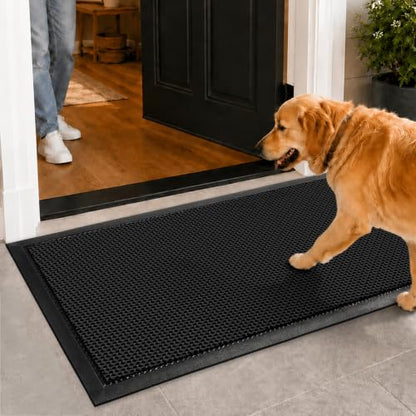 Heavy-Duty Mesh Door Mat Black 1.5x2.6 Feet, Quick-Dry Outdoor Indoor Entrance