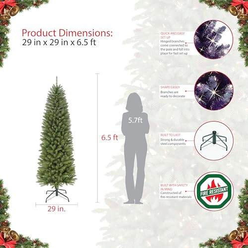 6.5' Fraser Fir Pencil Artificial Christmas Tree with Stand - Green