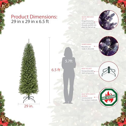 6.5' Fraser Fir Pencil Artificial Christmas Tree with Stand - Green