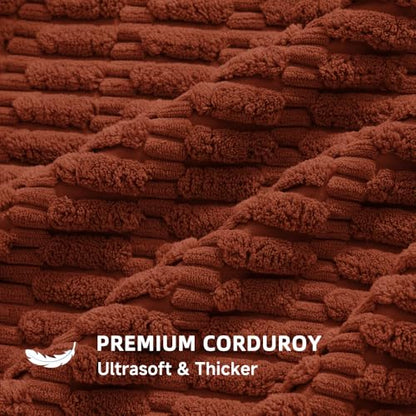 Rust Corduroy Throw Pillow Covers 18x18 Inch Set of 2 - QUORGVES
