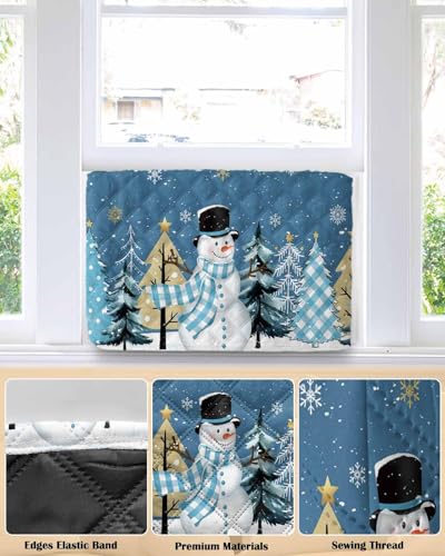 Indoor Snowman Air Conditioner Cover for Window Units - Waterproof, Adjustable, 28x20x3.5 Inches - Christmas Snowflake & Winter Tree Design (Variation: 28'' L x 20'' H x 3.5'' D / Christmasech3507)