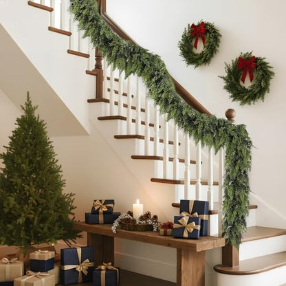 9 FT Artificial Cedar Garland Christmas Wreath Decor Indoor Outdoor Green Faux Pine
