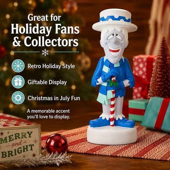 Blue Snow Miser Christmas Decor with LED Lights, Outdoor Blow Mold Figure