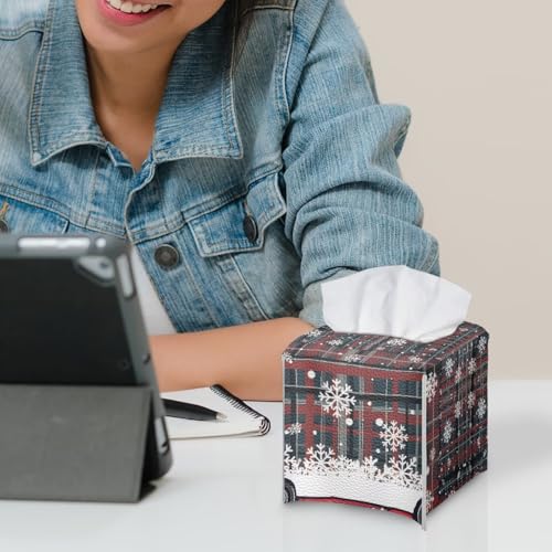 Christmas Truck Tissue Box Cover Cube - Modern Xmas Decor, Napkin Dispenser