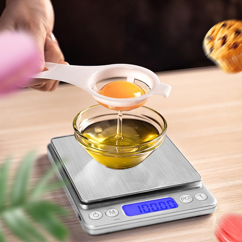 Skiennix High Precision Digital Kitchen Scale - Large LCD Display | Portable 5.11" x 4.13" x 0.59" for Baking & Cooking
