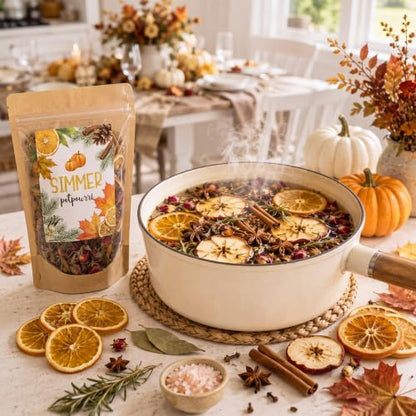 Fall Simmer Pot Mix with Dried Fruits and Herbs - Natural Aromatherapy Gift Set