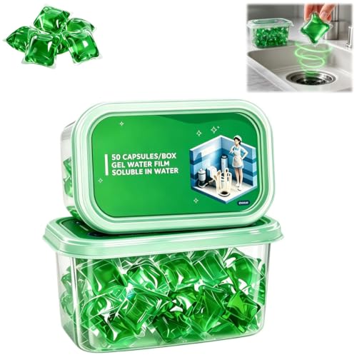 50 Count Drain Enzyme Cleaner Pods - Drain Deodorizer & Freshener - Safe for All Drains - 1 Box