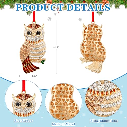 Brown Metal Owl Christmas Ornament for Tree Decoration