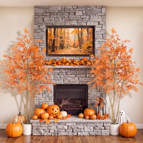 Artificial Maple Tree 7FT Fall Tree with Pot - Orange Autumn Decoration